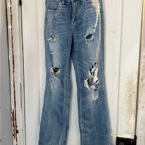 Flying Monkey Blue Flare Distressed Jeans